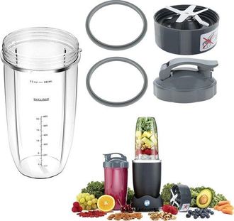 OEM Juego De Repuestos De Vaso Y Cuchillas Para Licuadora Nutribullet, 5 Piezas, Compatible Con Licuadoras Nutribullet De 600 W/900 W