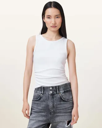 AllSaints Cotton Katarina Boat Neck Slim Fit Tank Top, Size: L