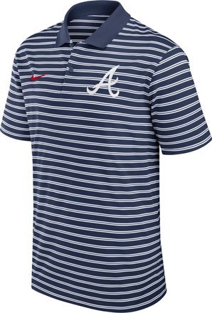 Nike Atlanta Braves Striped Victory Nike Mens Dri-FIT MLB Polo in Blue | 02LX0IRVAW-JDC