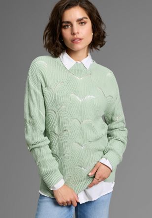 Laura Scott Ajourpullover softer Übergangsstrick mit Rundhals und trendy Lochmuster