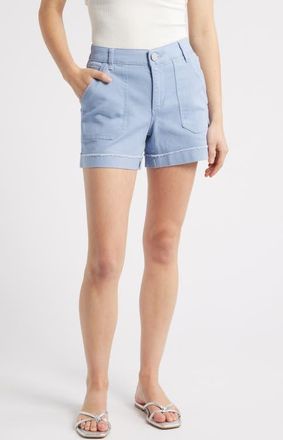 Wit & Wisdom AbSolution Frayed Patch Pocket High Waist Twill Shorts in Horizon Blue at Nordstrom, Size 00