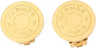 Herm&egrave;s logo stud clip-on earrings - Effetto metallizzato