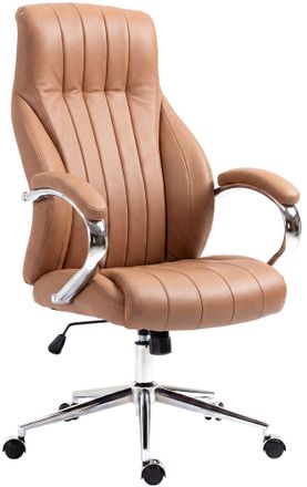 Clp Silla De Oficina Wigan En Cuero Real Marr&oacute;n Claro