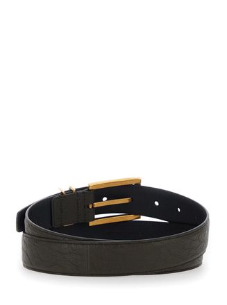 Saint Laurent Womens Belt Cassandre Brown Leather