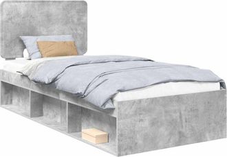 vidaXL Estructura De Cama Con Cabecera Gris Concreto 90 X 190 Cm Vidaxl