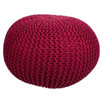 Wanderlust Deco Puff de algod&oacute;n trenzado rojo 45x45x30