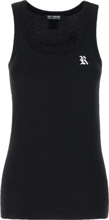 Raf Simons Ribgebreide Tanktop - Dames - Tops zonder mouwen - Zwart - L - Katoen - Tops