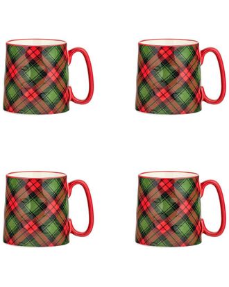10 Strawberry Street Set Of 4 Bella Mug Plaid
