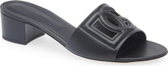 Dolce & Gabbana DG Interlock Slide Sandal in 80999 Black at Nordstrom, Size 10.5Us