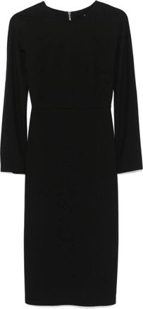 Semicouture Zwarte potloodjurk met dart- en plooiontwerp - Dames - Casual kleedjes - Zwart - M - Kleedjes