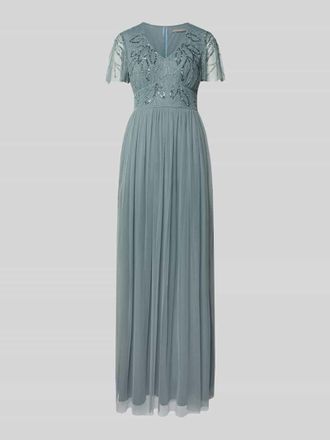 Christian Berg Cocktail Abendkleid mit Ziersteinbesatz in Aqua, Gr&ouml;&szlig;e 34