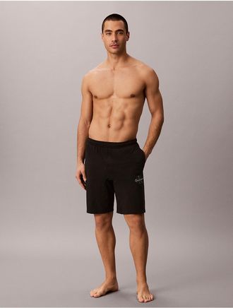 Calvin Klein Mens Icon Cotton Stretch Monologo Sleep Shorts - Black - XL