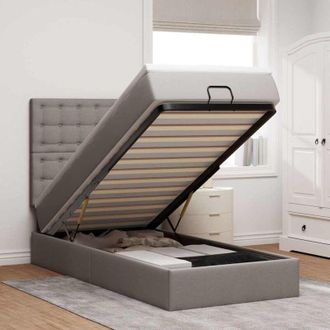 vidaXL Estructura De Cama Otomana Colch&oacute;n Tela Gris Pardo 80x200cm Vidaxl