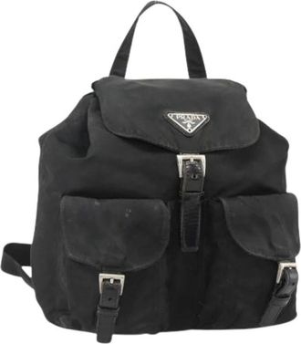 Prada Pre-owned Backpacks, female, Black, Size: ONE SIZE Pre-owned Vintage Nylon Backpack