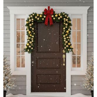 Dmora Decoraci&oacute;n De Navidad Angitola, Estructura Color Oro, Hecho En Italia, Verde