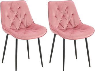 Clp Lote De 2 Sillas De Comedor Terciopelo Wallace Rosa