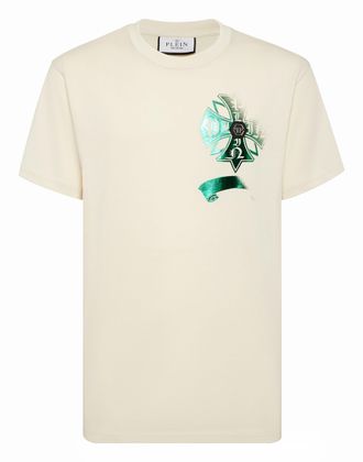 Philipp Plein Washed Round Neck T-Shirt Destroyed Crest