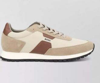 HUGO BOSS suede sneakers with rubber sole and stitching