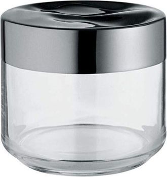 Alessi Julieta LC07 - Barattolo Ermetico da Cucina di Design, Corpo in Vetro con Coperchio in Acciaio Inossidabile 18/10, 50 cl - Alessi