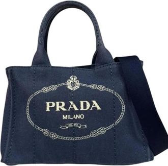 Prada Pre-owned Vintage Canvas Shoulder Bag - Dames - Vintage Shopper - Blauw - ONE Size - Vintage