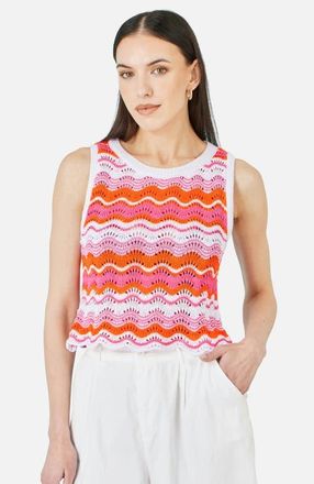 Yumi Stripe Crochet Stripe Vest Top in Multi at Nordstrom, Size Medium