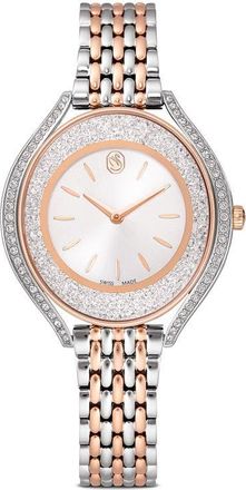 Swarovski Crystalline Aura Bracelet Watch, 35mm x 40mm in Silver/Pink at Nordstrom