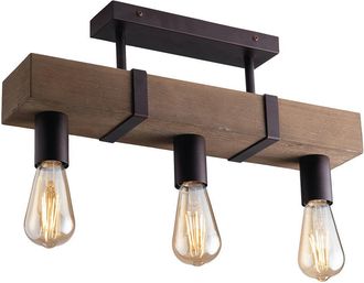 Luce-Ambiente-Design Aplique Texas en Madera y Metal Marr&oacute;n con Tres Luces