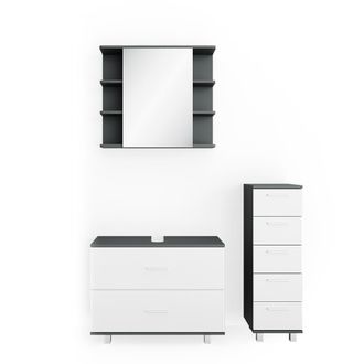 Vicco Conjunto De Muebles De Ba&ntilde;o Ilias, Blanco/antracita, 3 Piezas
