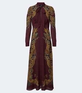 Etro Vestido largo estampado con lazada