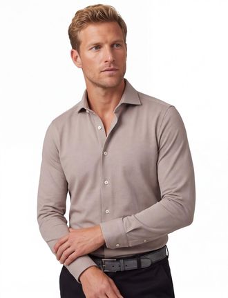 Cavallaro Beige overhemd Cavallaro jersey wide spread