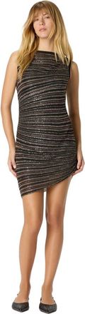 Missoni Boat Neck Mini Dress With Lam&eacute; Stripes in Black & Brown at Nordstrom, Size 42 It