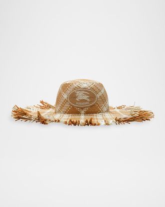 Burberry Knight Stamp Raffia-Effect Sun Hat
