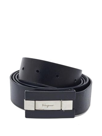 Ferragamo logo-buckle belt - men - Calf Leather - One Size - Black