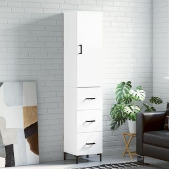 vidaXL Vidaxl - Aparador Alto Madera Contrachapada Blanco 34,5x34x180 Cm
