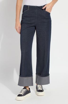 Lyss&eacute; Samara Cuffed Pull-On Wide Leg Jeans in Indigo at Nordstrom, Size X-Small