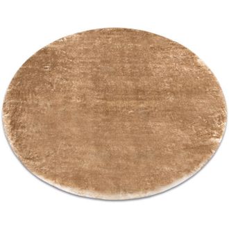 RugsX Rugsx - Alfombra De Lavado Moderna Lapin C&iacute;rculo, Shaggy Antideslizante Marfil / Marr&oacute;n Brown Circulo 100 Cm