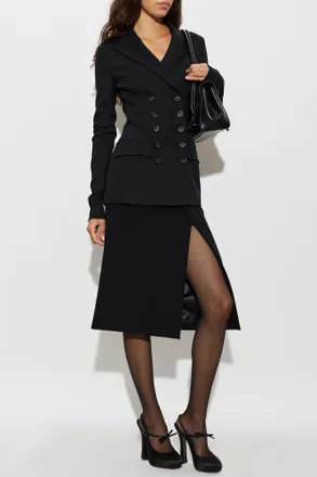 Dolce & Gabbana Wool Skirt With A Slit, Womens, Black