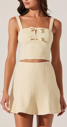 ASTR the Label Kiona Diamante Tweed Crop Top in Yellow at Nordstrom Rack, Size Medium