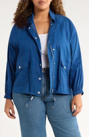 Liverpool L.A. Raglan Sleeve Linen Blend Jacket in Goddess Blue at Nordstrom Rack, Size 3X
