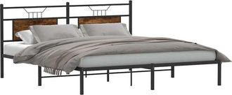 vidaXL Bed Frame without Mattress Smoked Oak 183x203 cm Engineered Wood Vidaxl