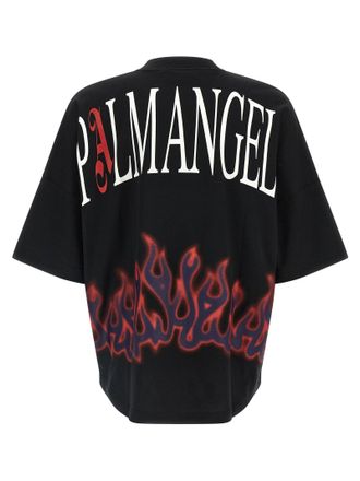 Palm Angels Flame-Print Cotton T-Shirt - Black