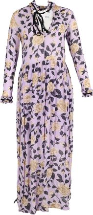 Ganni Ganni Crepe Georgette Carlton Maxi Dress in Purple Viscose