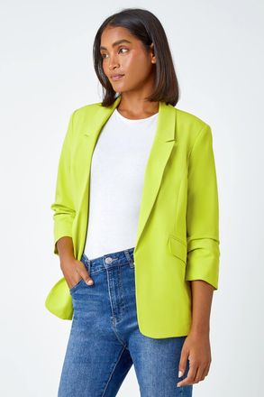 Roman Ruched 3/4 Sleeve Stretch Blazer