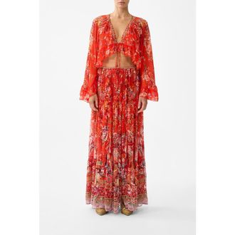 Camilla Crop Ruffle Top in Ol&eacute; Ol&eacute; at Nordstrom, Size X-Large Short Au