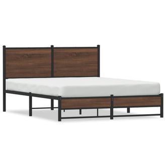 Berkfield Home Metal Bed Frame without Mattress Brown Oak 140x200 cm