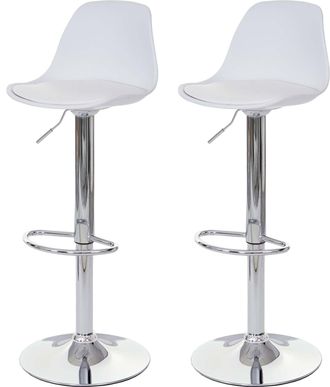 Hhg Juego De 2 Taburetes De Bar Hhg-083, Taburete De Bar Taburete Giratorio, Polipiel, Blanco