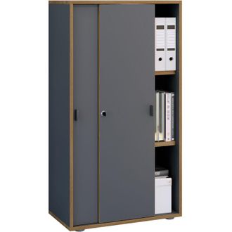 VCM Armario De Oficina Vcm Con 3 Compartimentos Armario De Archivo Moderno Con Puertas Correderas Dimensiones Aprox. Al. 110 X An. 60 X P. 37 Cm- Salia 3 