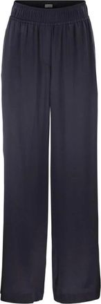 Brunello Cucinelli Zijden Wijde Broek - Dames - Wijde Broeken - Blauw - XS - Satijn - Broeken