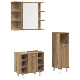 Berkfield Home 3 Piece Bathroom Furniture Set Artisan Oak Engineered Wood in Brown