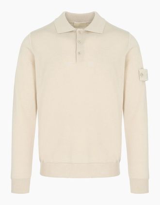 Stone Island Mens Ghost 5100076 Knitted Polo Beige - Cream - Size: XX